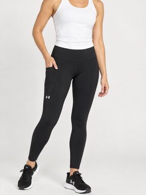 UNDER ARMOUR Womens Compression Black Leggings Size XL Side Pocket Stretch